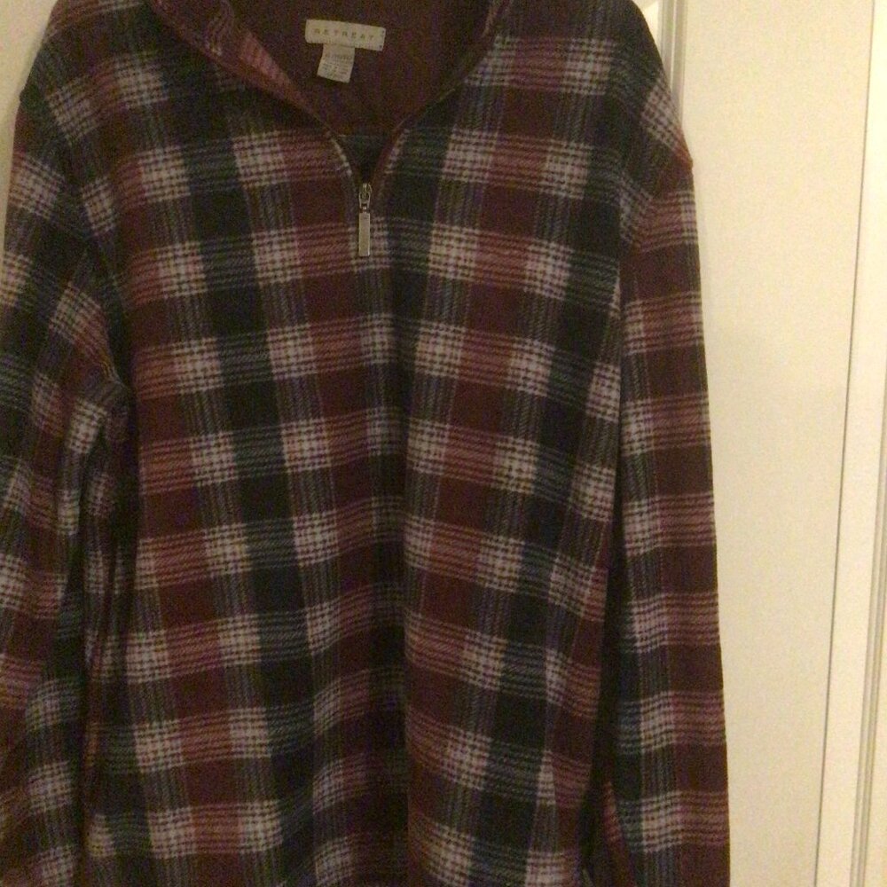 Fleece Top Burgundy Paid With Zip Collar Men Size XL